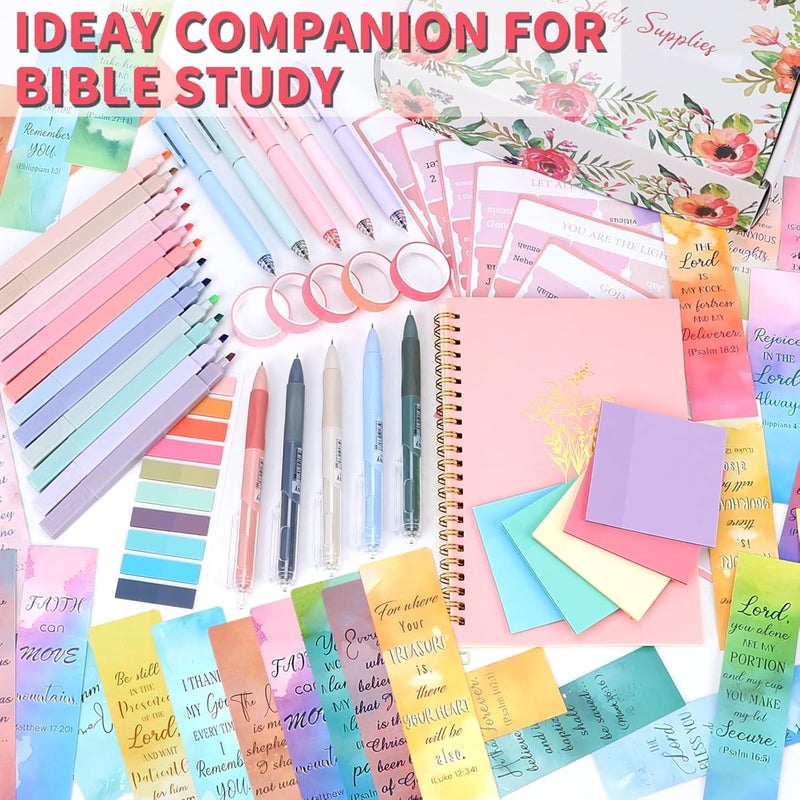 YOPCDJ Bible Study Supplies,Bible Journaling Kit for Women,Bible Study Kit with Pens,Highlighters,Tabs,Bible Bookmark,Notebook,Sticky Notes,Bible Accessories,Beginner Christian Gifts - Image 5